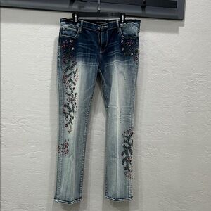 DRIFTWOOD Floral Embroidered Straight Leg Jeans